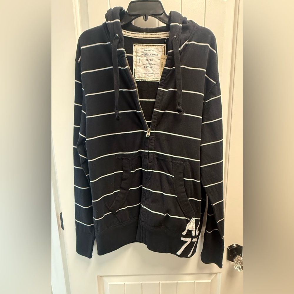 American Eagle Outfitters Black Full Zip Hooded Hoodie XL Men’s New With Tags